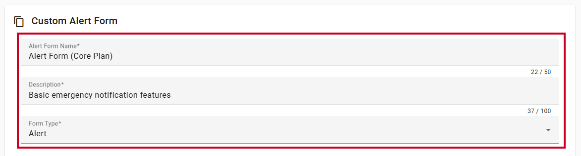 Alert form name field.
