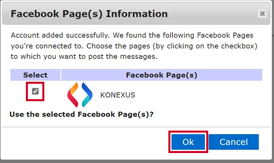 Select Facebook page.