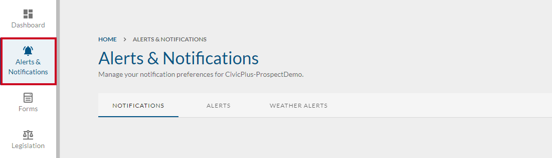 Alerts and Notifications tab.