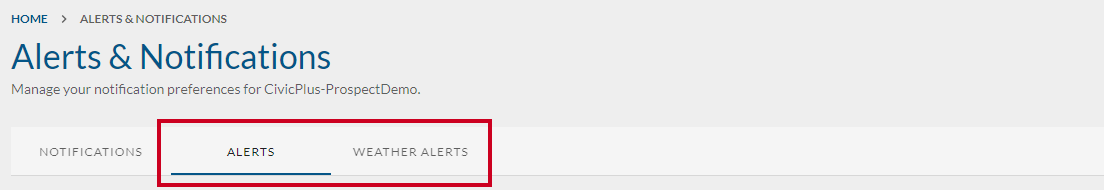 Alerts or Weather Alerts tabs.