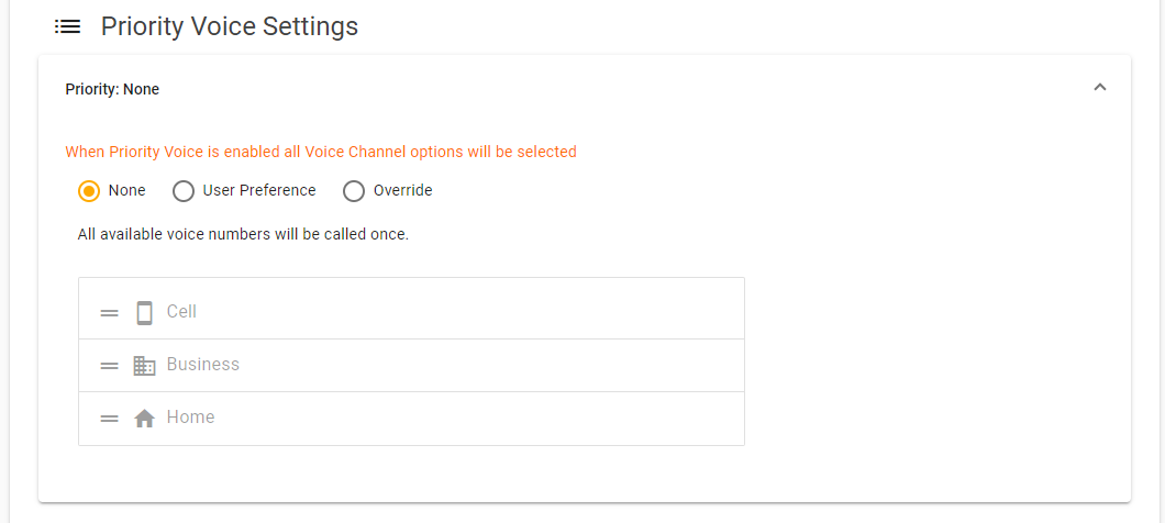 Priority voice settings.