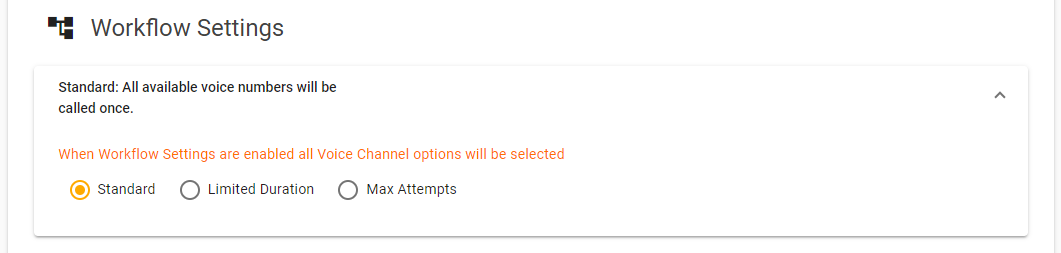 Workflow settings.