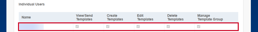 A row of checkboxes within the Individual Users section that are all pre-selected and grayed out.