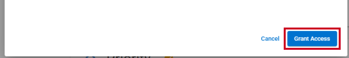 The blue, rectangular Grant Access button in the lower-right corner of the Grant Access to People modal.