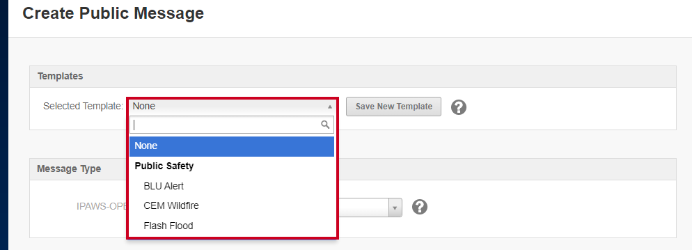 Template drop-down.