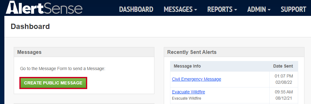Create public message button.