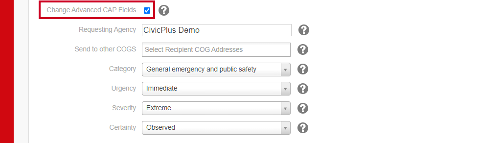 Change Advanced CAP checkbox.