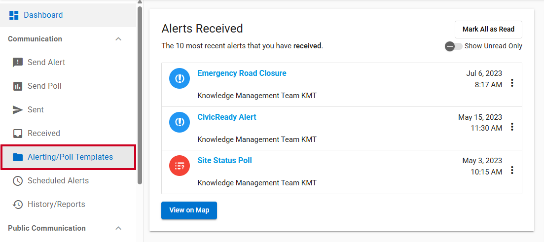 Navigate to alerting poll templates.