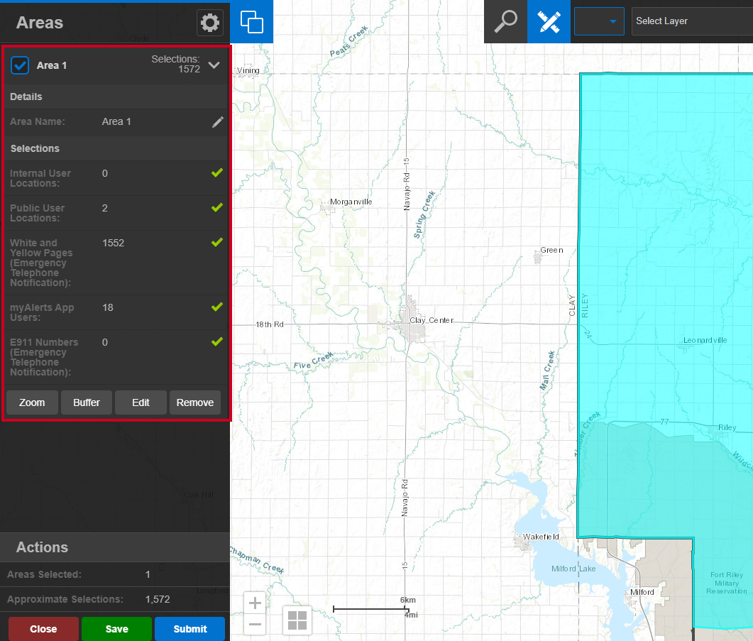 Review and select area users.