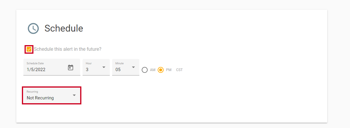 Schedule options