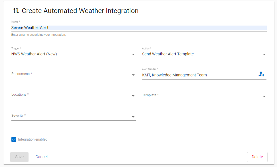 Integration fields.