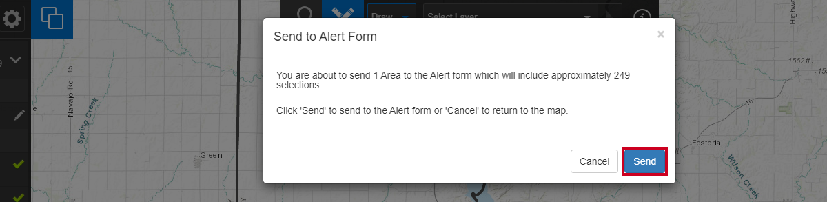 Send to alert form button