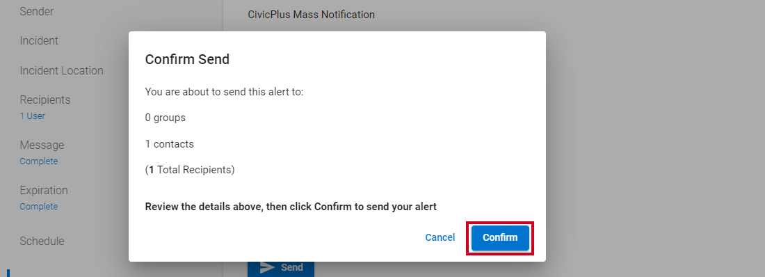 confirm send